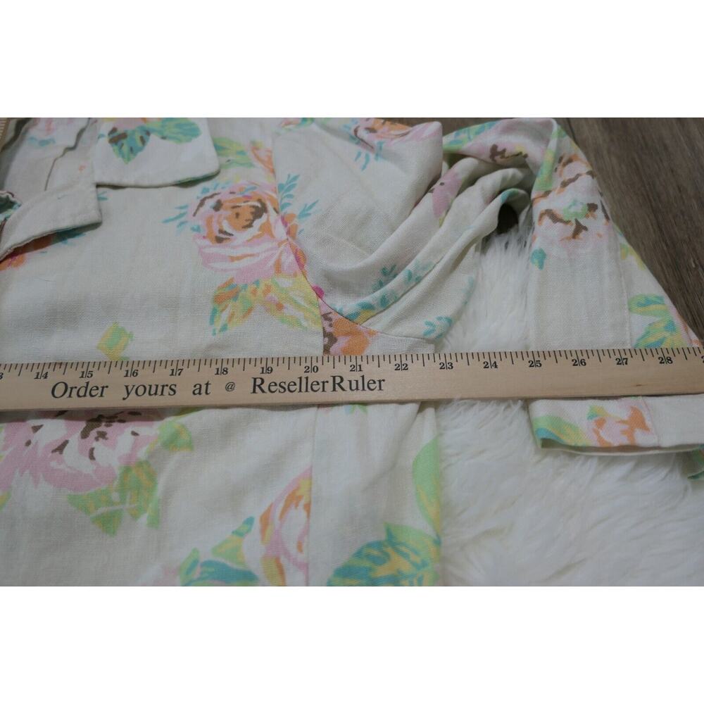 J. JILL Womens Large Floral Button Down Linen Blend Jacket-Shirt - Picture 7 of 13